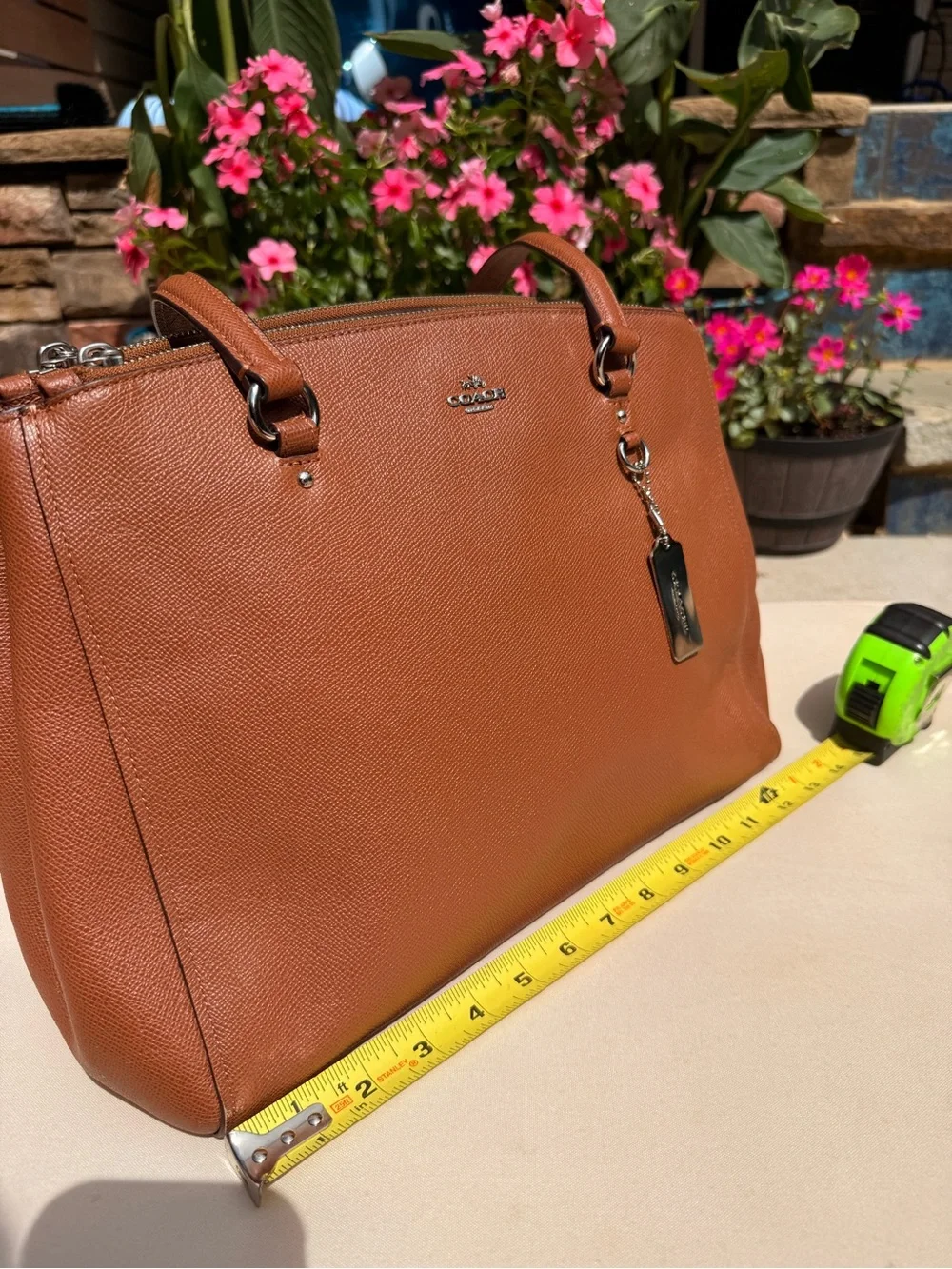 Coach Signature Leather Tote Bag in Saddle Brown 👜 - Picture 5 of 10